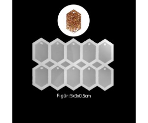 Epoksi Altıgen Kolye Anahtarlık Silikon Kalıbı EM219 Epoksi Altıgen Kolye Anahtarlık Silikon Kalıbı EM219