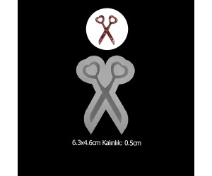 Epoksi Kalpli Makas Anahtarlık Silikon Kalıbı EM247 Epoksi Kalpli Makas Anahtarlık Silikon Kalıbı EM247