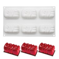 Kek Çikolata Pişirme Aşk Love Yazılı Silikon Kalıbı 6 li GT111