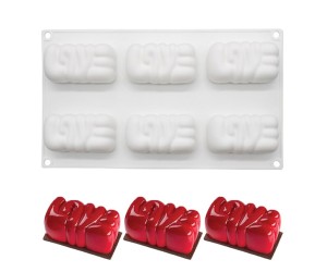 Kek Çikolata Pişirme Aşk Love Yazılı Silikon Kalıbı 6 li GT111