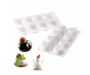 Kek Çikolata Pişirme Yuvarlak Basık Oval Tatlı Çikolata Silikon Kalıbı 8 li GT1589