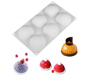Kek Pasta Pişirme Çikolata Şeker Fondan Top Küre Dalgalı Silikon Kalıbı 6 lı GT102
