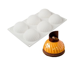 Kek Pasta Pişirme Çikolata Şeker Tatlı Küre Basık Dalgalı Silikon Kalıbı 6 lı GT098