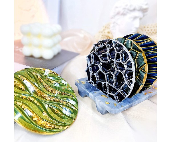 Epoksi Çoklu Desenli Bardak Altlığı Silikon Kalıbı