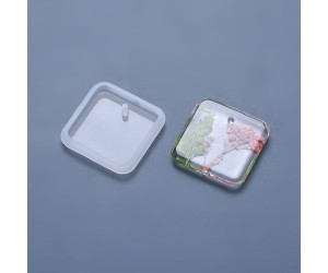 Epoksi Kenarı Bombeli Tekli Kare Kolye Kalıbı Epoksi Kenarı Bombeli Tekli Kare Kolye Kalıbı