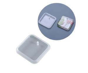 Epoksi Kenarı Bombeli Tekli Kare Kolye Kalıbı