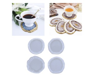 Epoksi Silikon Dörtlü Set Kristal Köşeli Bardak Altlığı Kalıbı (4-Parça)