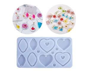 Epoksi Silikon İçi Boş Kalp Şekiller Küpe Anahtarlık Takı Kalıbı