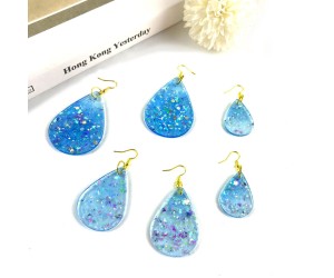 Epoksi İkili Damla Küpe Takı ve Anahtarlık Silikon Kalıbı Epoksi İkili Damla Küpe Takı ve Anahtarlık Silikon Kalıbı