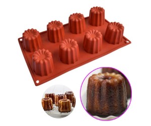Puding Çikolata Kalıbı Çiçek Canneles Pişirme Silikon Kalıbı Kek Silikon Kalıbı 8 li GT1579