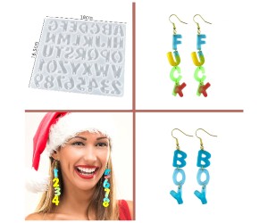 Epoksi Bileklik Küpe Harf Rakam Silikon Kalıbı GT-9342 Epoksi Bileklik Küpe Harf Rakam Silikon Kalıbı GT-9342