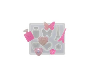 Epoksi Çoklu Kelebek Eyfel Kalp Takı Silikon Kalıbı