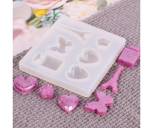 Epoksi Çoklu Kelebek Eyfel Kalp Takı Silikon Kalıbı