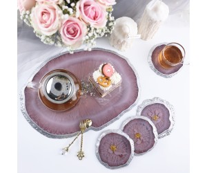 Epoksi Kristal Köşeli Tepsi ve Bardak Altlığı Seti Silikon Kalıbı - 5 Parça Epoksi Kristal Köşeli Tepsi ve Bardak Altlığı Seti Silikon Kalıbı - 5 Parça