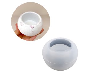 Epoksi Yuvarlak Beton Saksı ve Mumluk Silikon Kalıbı 5.3cmx7.7cm