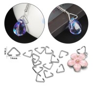 Epoksi Üçgen Anahtarlık Halkası Takı Üçgen Bağlantı Aparatı Gümüş - 100 Adet