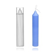 Poli Karbon Mum Kalıbı Mika Mum Kalıbı Çizgili Şamdanlık Mum Kalıbı 15cmx3.5cm GT-9153