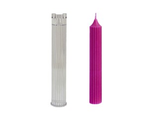 Poli Karbon Mum Kalıbı Mika Mum Kalıbı Çizgili Şamdanlık Mum Kalıbı 25cmx3.5cm GT-6266
