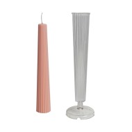 Poli Karbon Mum Kalıbı Mika Mum Kalıbı Çizgili Silindir Şamdanlık Mum Kalıbı 22.5cmx3.8cm GT-6254