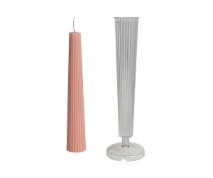 Poli Karbon Mum Kalıbı Mika Mum Kalıbı Çizgili Silindir Şamdanlık Mum Kalıbı 22.5cmx3.8cm GT-6254