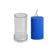 Poli Karbon Mum Kalıbı Mika Mum Kalıbı Silindir Dik Çizgili 10cmx5cm GT-6211