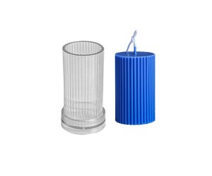 Poli Karbon Mum Kalıbı Mika Mum Kalıbı Silindir Dik Çizgili 10cmx5cm GT-6211