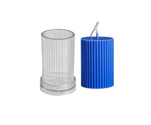 Poli Karbon Mum Kalıbı Mika Mum Kalıbı Silindir Dik Çizgili 10cmx6cm GT-6212