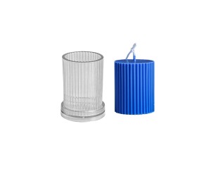 Poli Karbon Mum Kalıbı Mika Mum Kalıbı Silindir Dik Çizgili 7.5cmx5cm GT-9154
