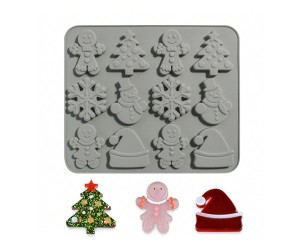 Epoksi Şeker Hamuru Çikolata ve Kurabiye Karışık Yılbaşı Modelleri Silikon Kalıbı GT-1587