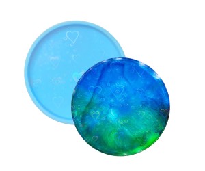 Epoksi Yuvarlak Daire Magnet Bardak Altlığı Kalp Desenli Hologram Silikon Kalıbı - GT9488 Epoksi Yuvarlak Daire Magnet Bardak Altlığı Kalp Desenli Hologram Silikon Kalıbı - GT9488