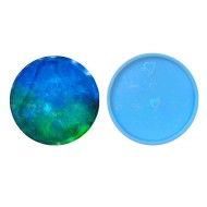 Epoksi Yuvarlak Daire Magnet Bardak Altlığı Kalp Desenli Hologram Silikon Kalıbı - GT9488