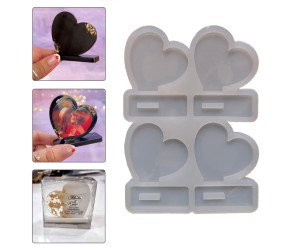 Epoksi Kalp Masa Süsü Resimlik Silikon Kalıbı 4 lü EM265