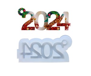 Epoksi Yılbaşı Anahtarlık 2024 Silikon Kalıbı EM274