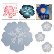 Epoksi Çiçek Desenli Tepsi Silikon Kalıbı Seti - 4 Parça