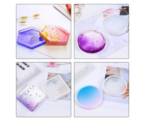 Epoksi Bardak Altı Silikon Kalıbı Seti - 4 Parça