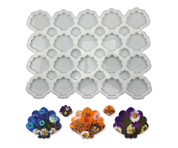 Epoksi Çoklu İstiridye Deniz Kabuğu Anahtarlık   Kolye Silikon Kalıbı EM262