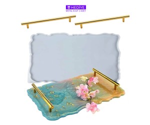 Epoksi Tepsi Kalıbı Dikdörtgen Tepsi Kalıbı Dalgalı Model Kalıbı - Metal Kulp Hediyeli	