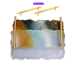 Epoksi Tepsi Kalıbı Dikdörtgen Tepsi Kalıbı Dalgalı Model Kalıbı Silikon Kulp Hediyeli 34.6x21x1.2cm